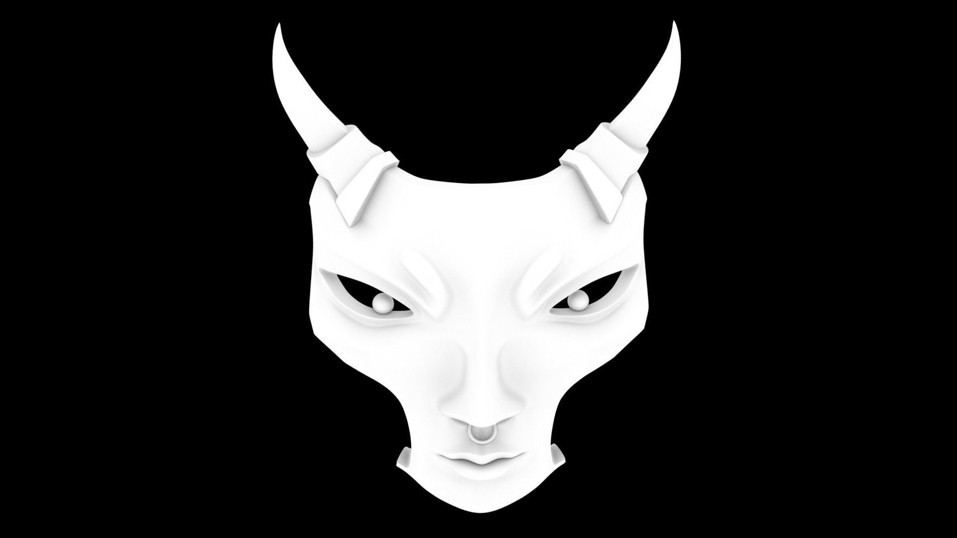 japanese yokai mask 2 Low-poly 3D model_8