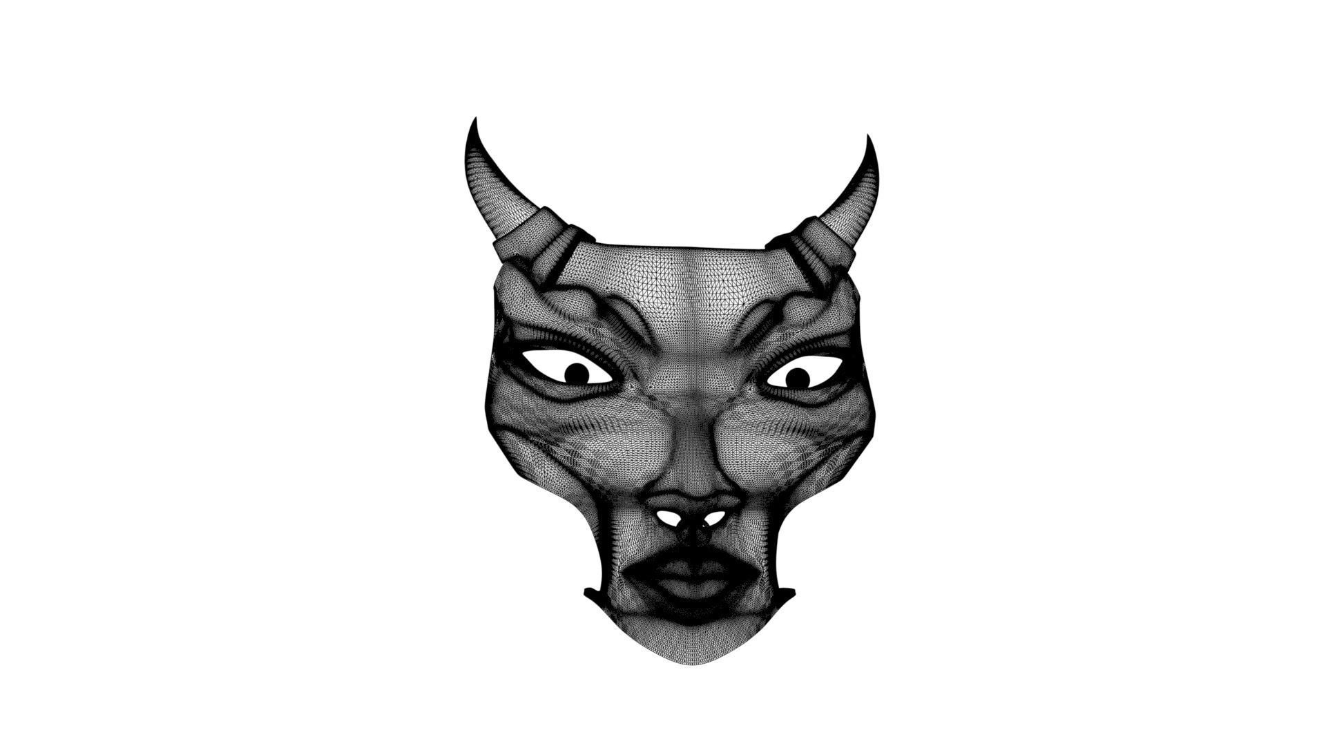 japanese yokai mask 2 Low-poly 3D model_15