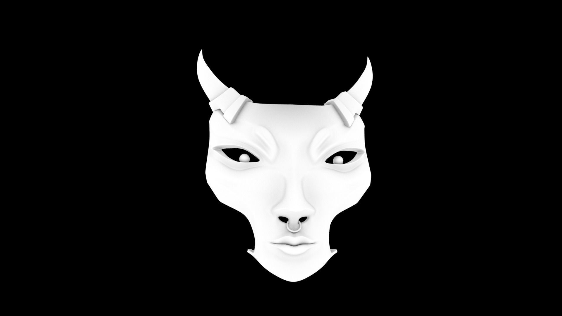 japanese yokai mask 2 Low-poly 3D model_11