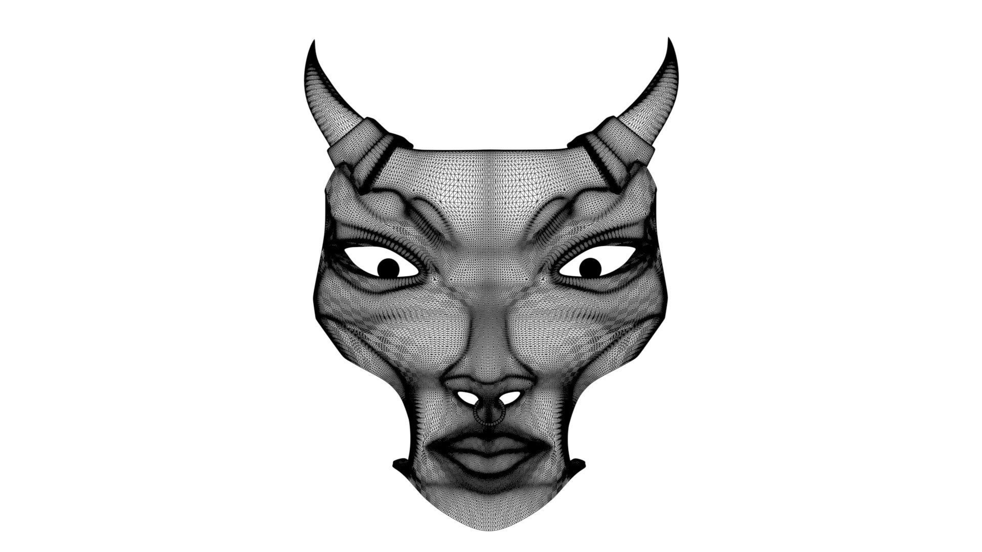 japanese yokai mask 2 Low-poly 3D model_16