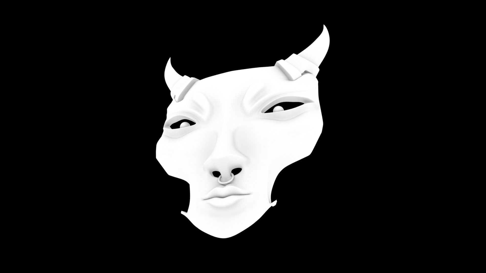 japanese yokai mask 2 Low-poly 3D model_7