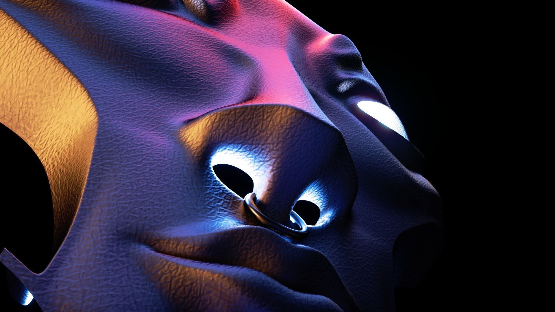 japanese yokai mask 2 Low-poly 3D model_5