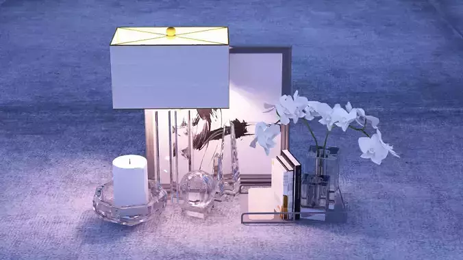 table accessories and lamp