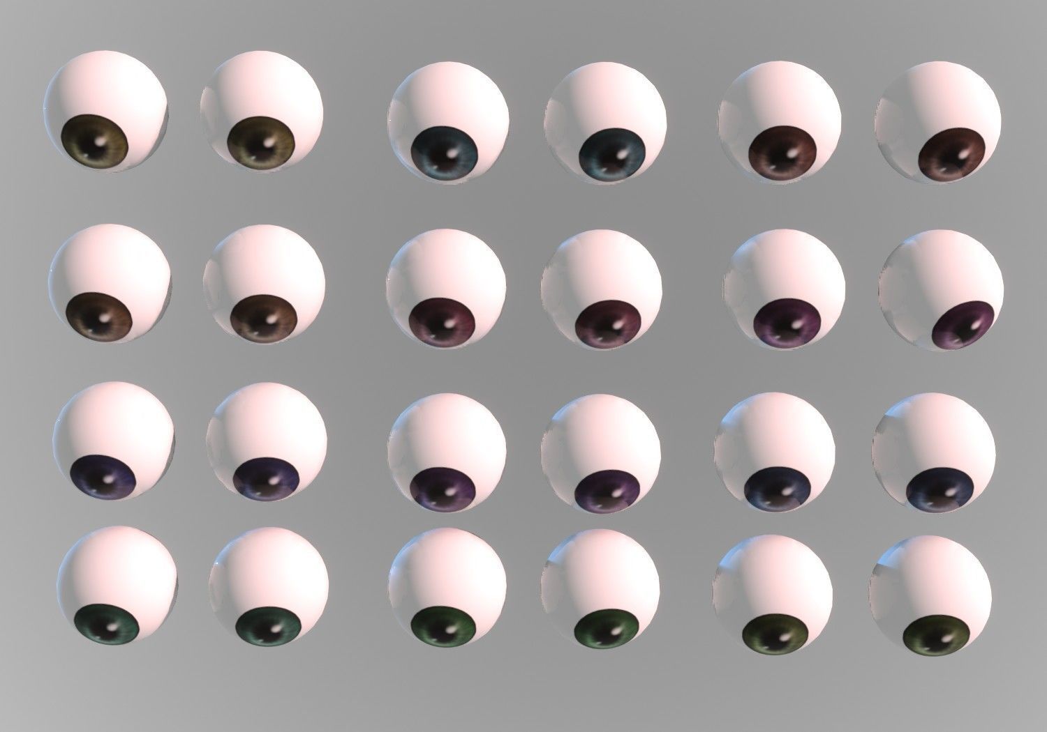 12 eyeballs pair pack Low-poly 3D model_5