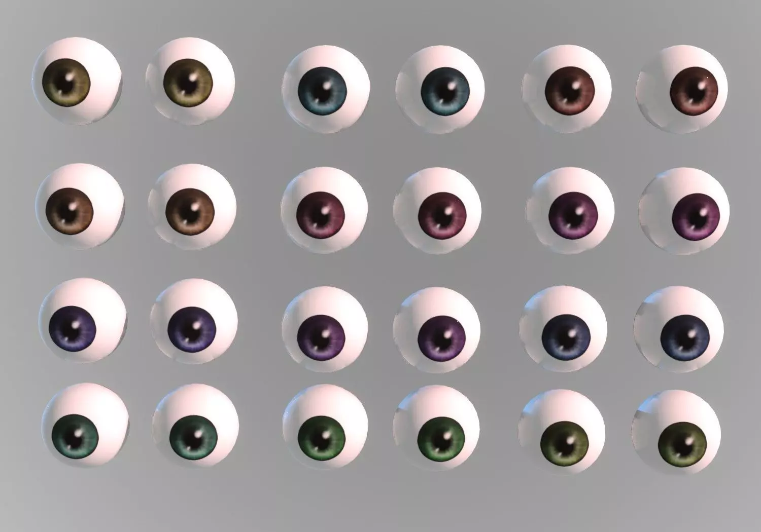 12 eyeballs pair pack Low-poly 3D model_0