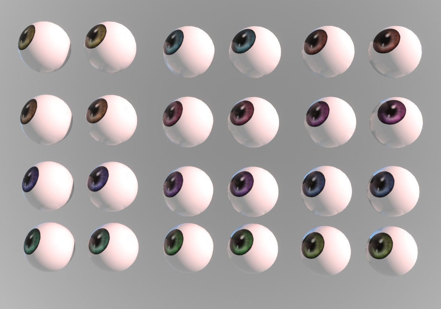 12 eyeballs pair pack Low-poly 3D model_3