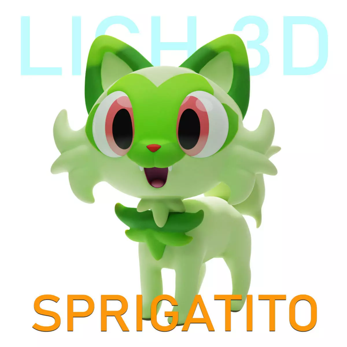 Sprigatito v1 3D print -STL-OBJ-FBX - POKEMON SCARLET VIOLET 3D print model
