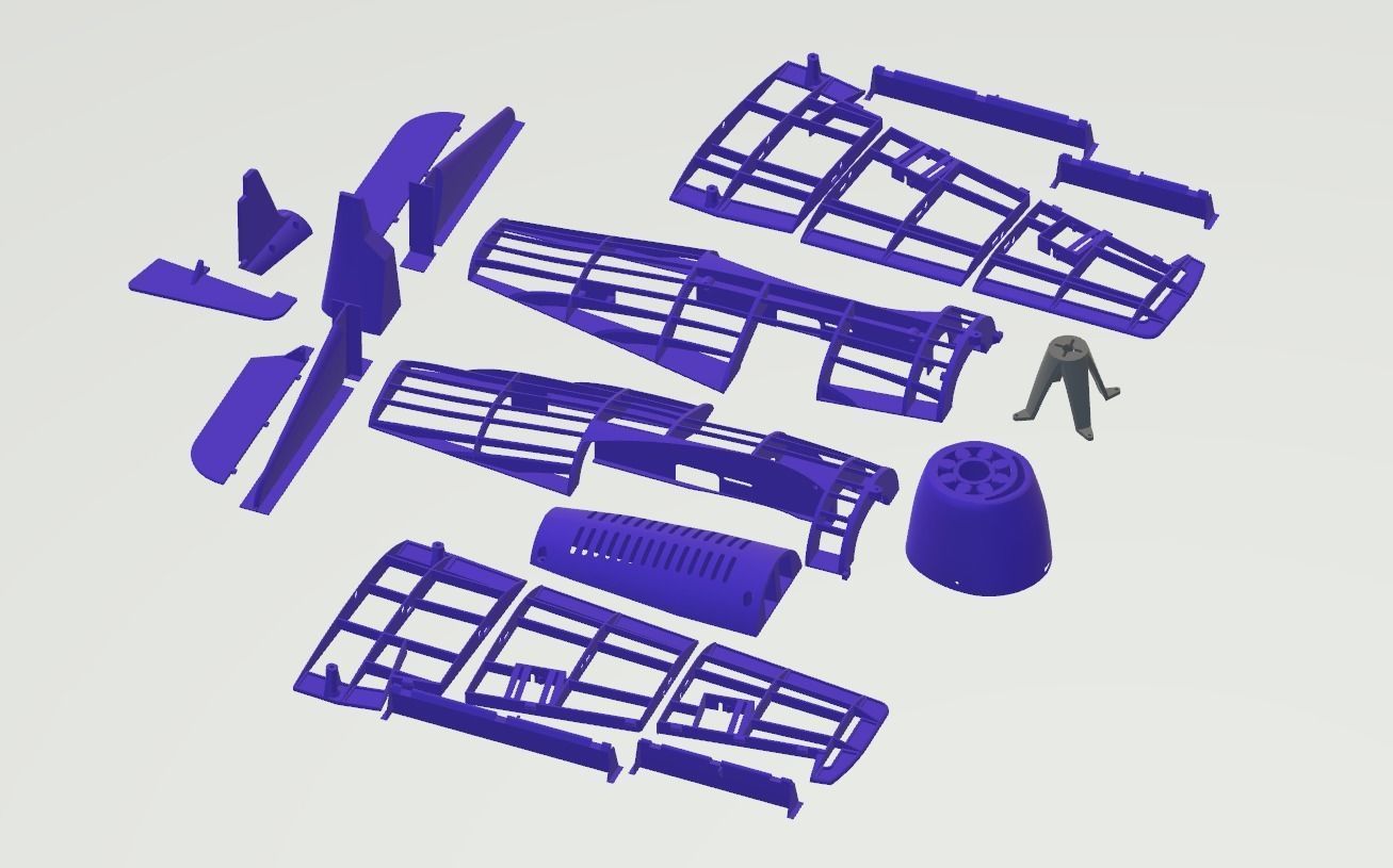 HellCat V3 RC Ready Aircraft 1000MM 3D print model_13