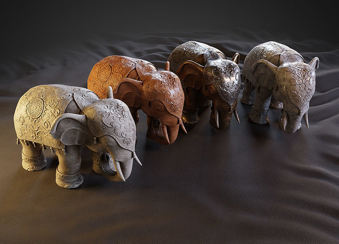 Elephant statue Low-poly 3D model