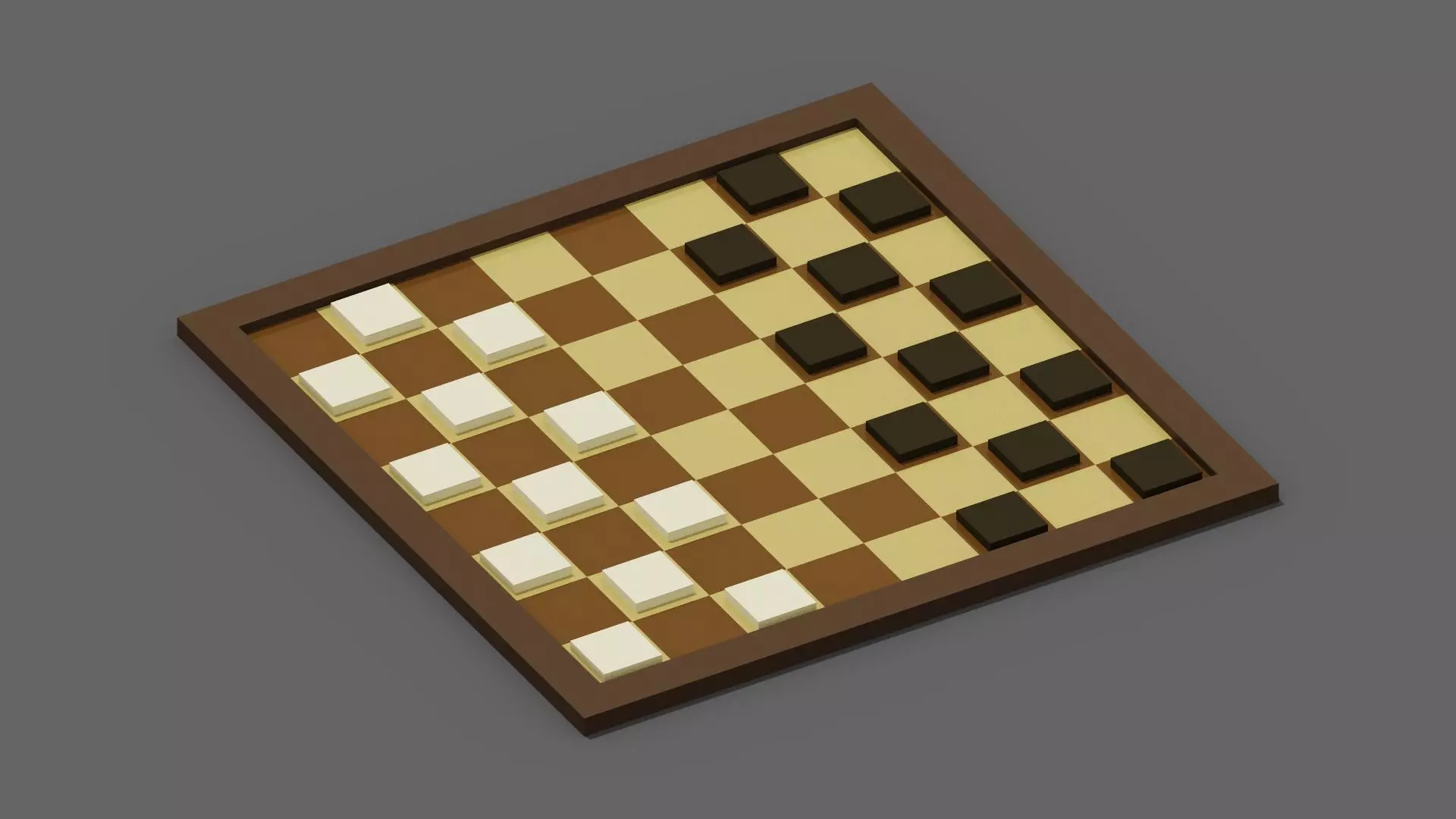 Voxel Checkers Low-poly 3D model_0