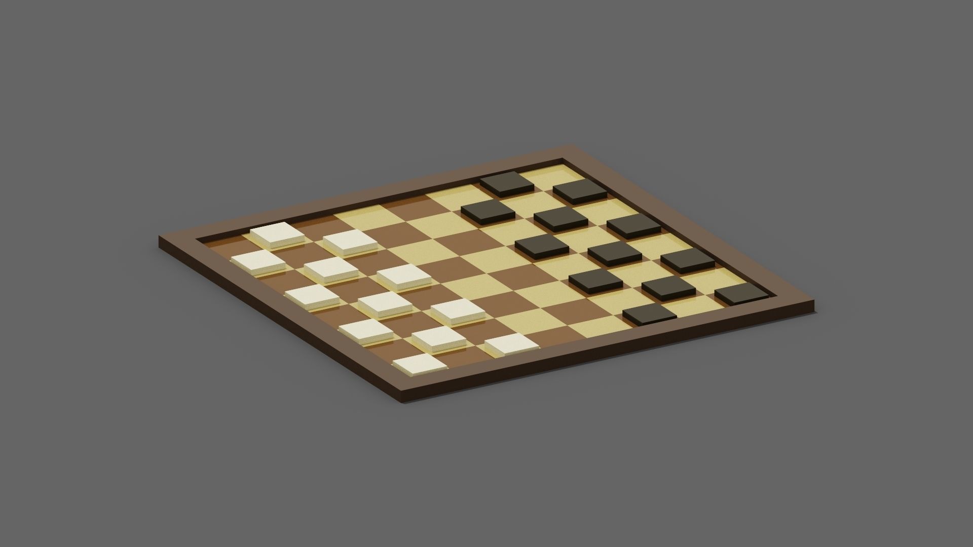 Voxel Checkers Low-poly 3D model_6