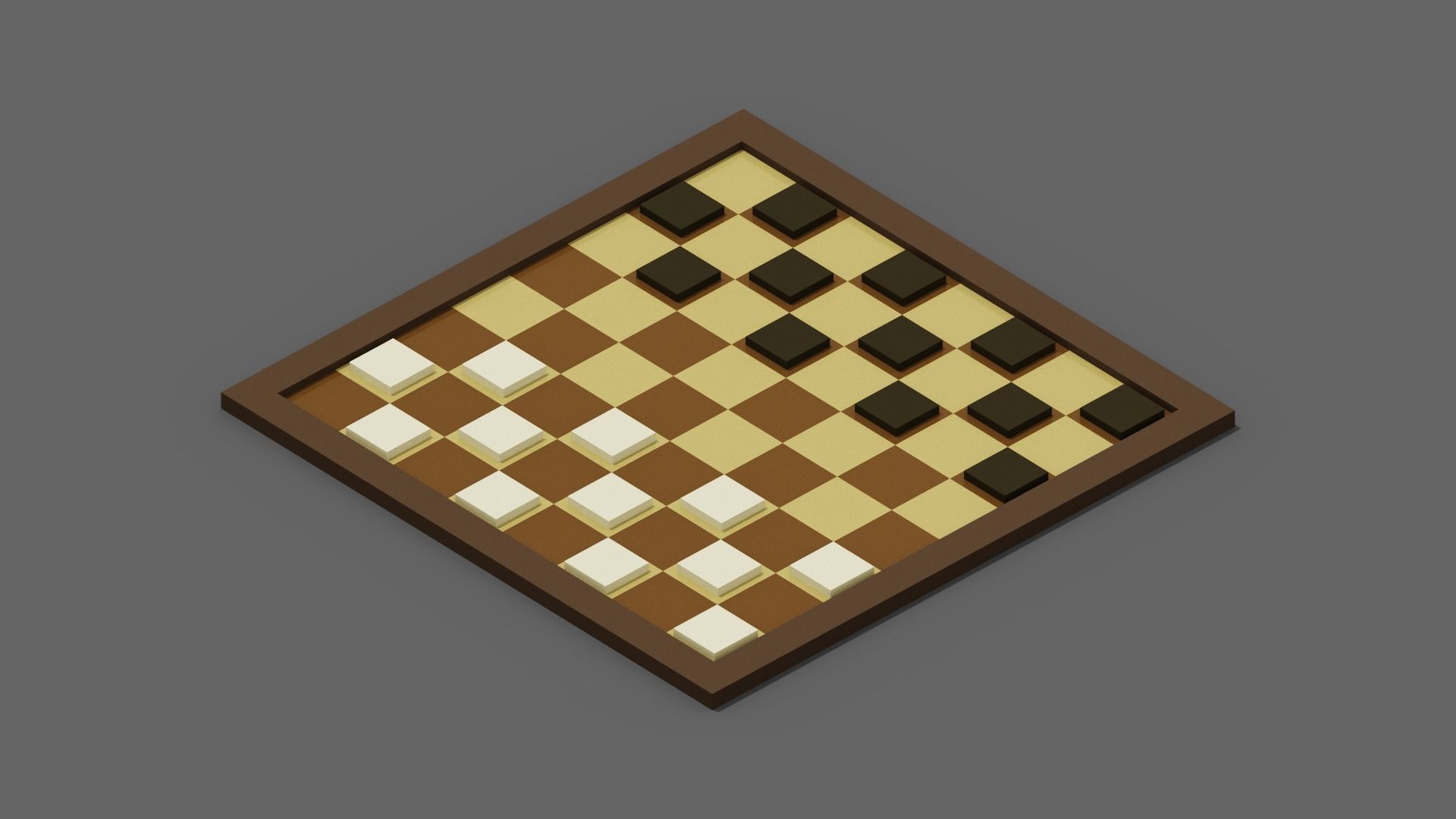 Voxel Checkers Low-poly 3D model_23