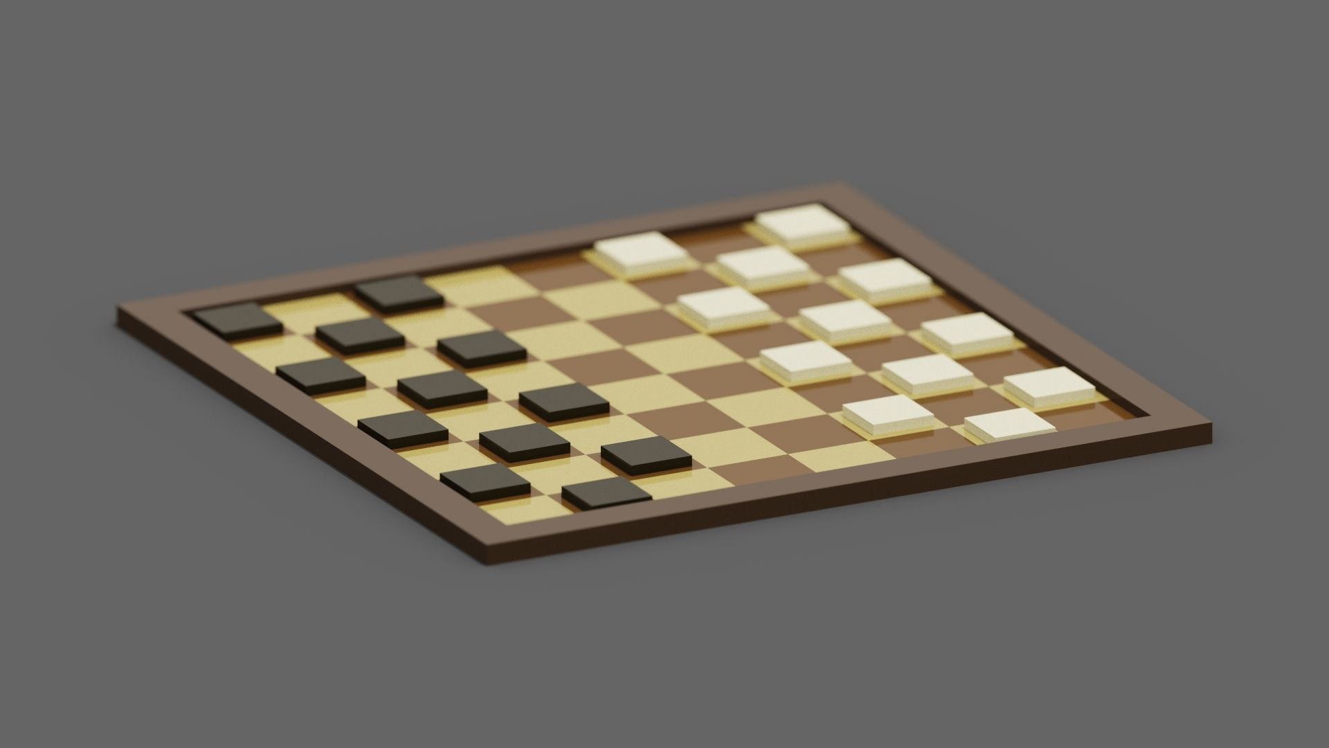 Voxel Checkers Low-poly 3D model_7