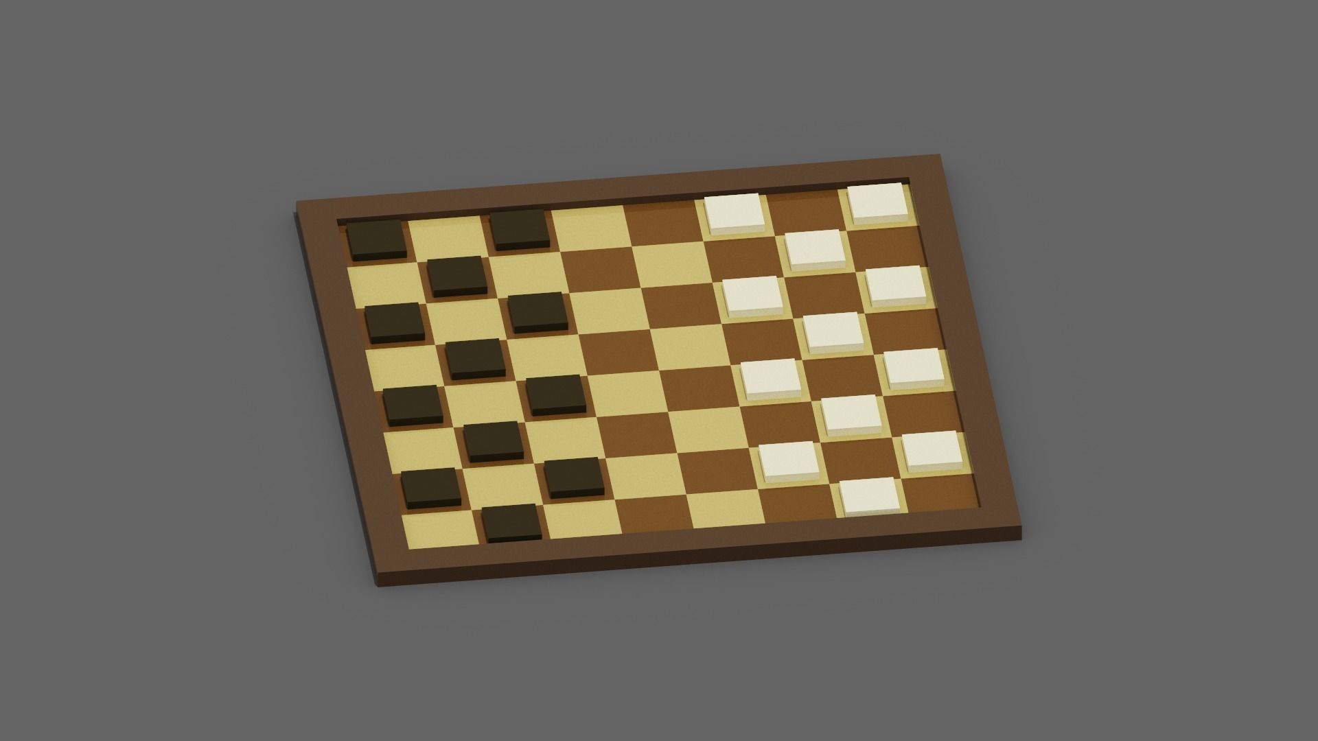 Voxel Checkers Low-poly 3D model_17