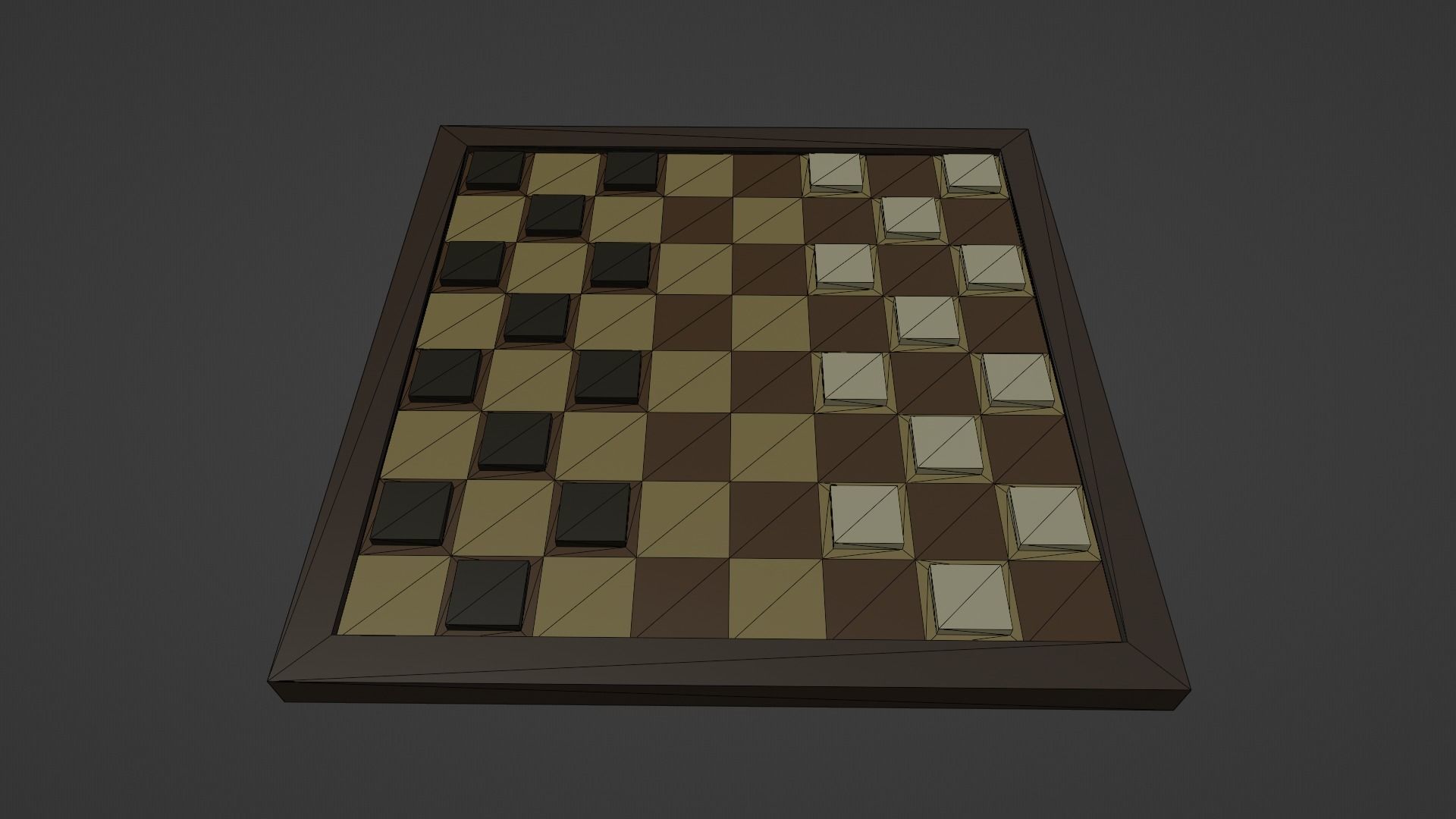 Voxel Checkers Low-poly 3D model_11