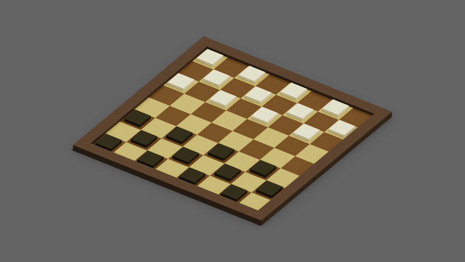 Voxel Checkers Low-poly 3D model_15