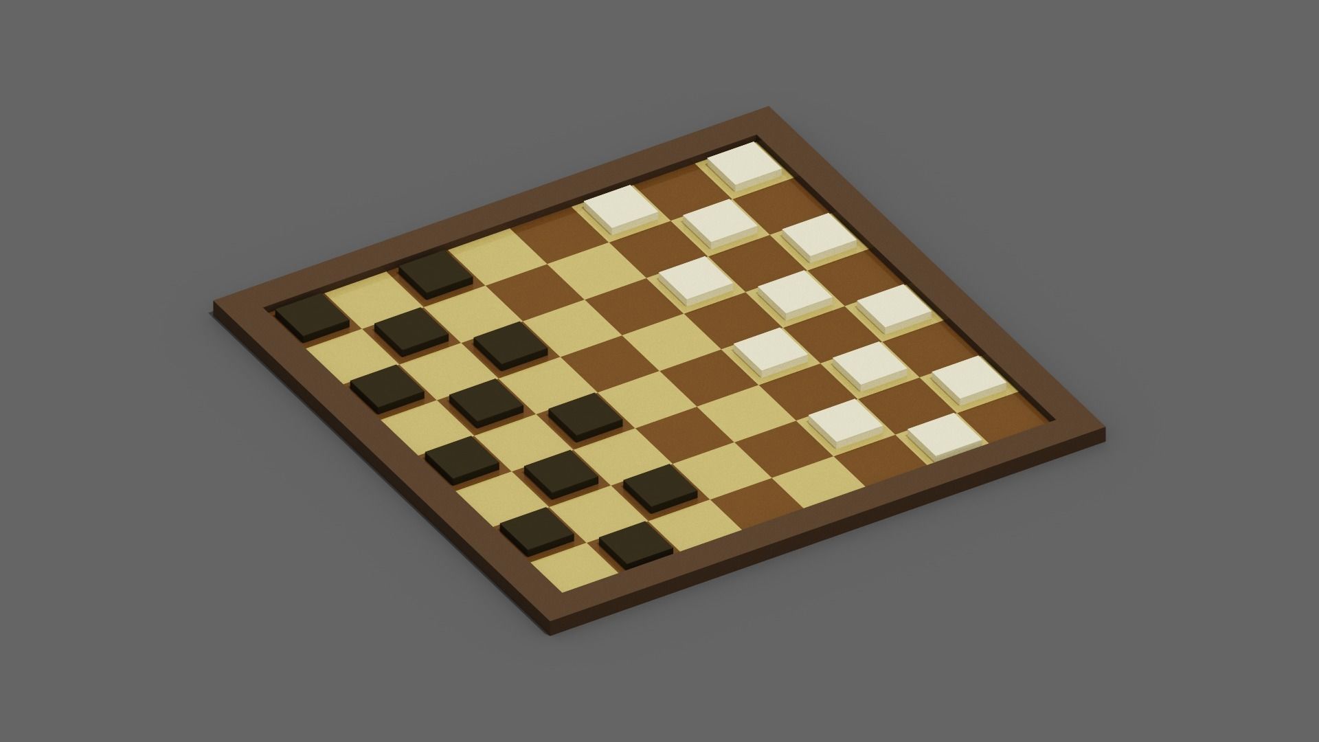 Voxel Checkers Low-poly 3D model_16
