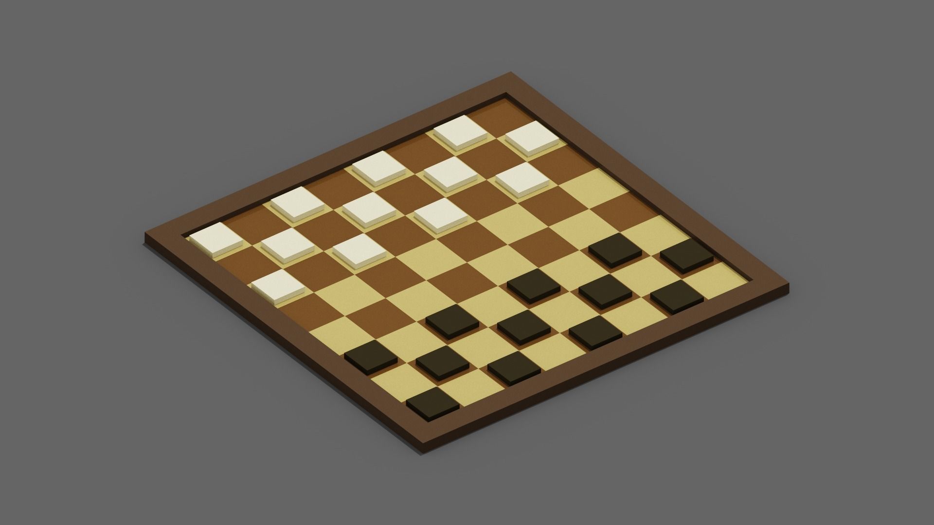 Voxel Checkers Low-poly 3D model_12