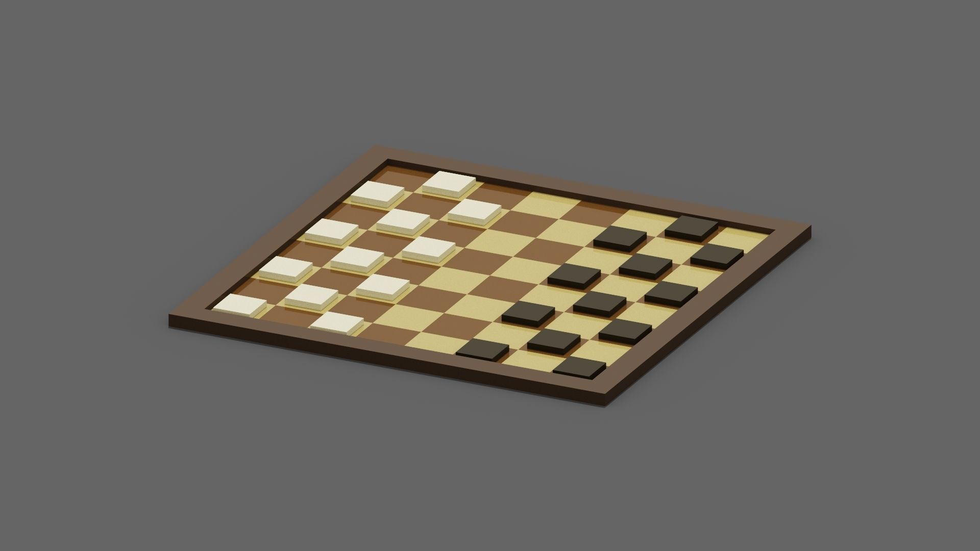 Voxel Checkers Low-poly 3D model_4
