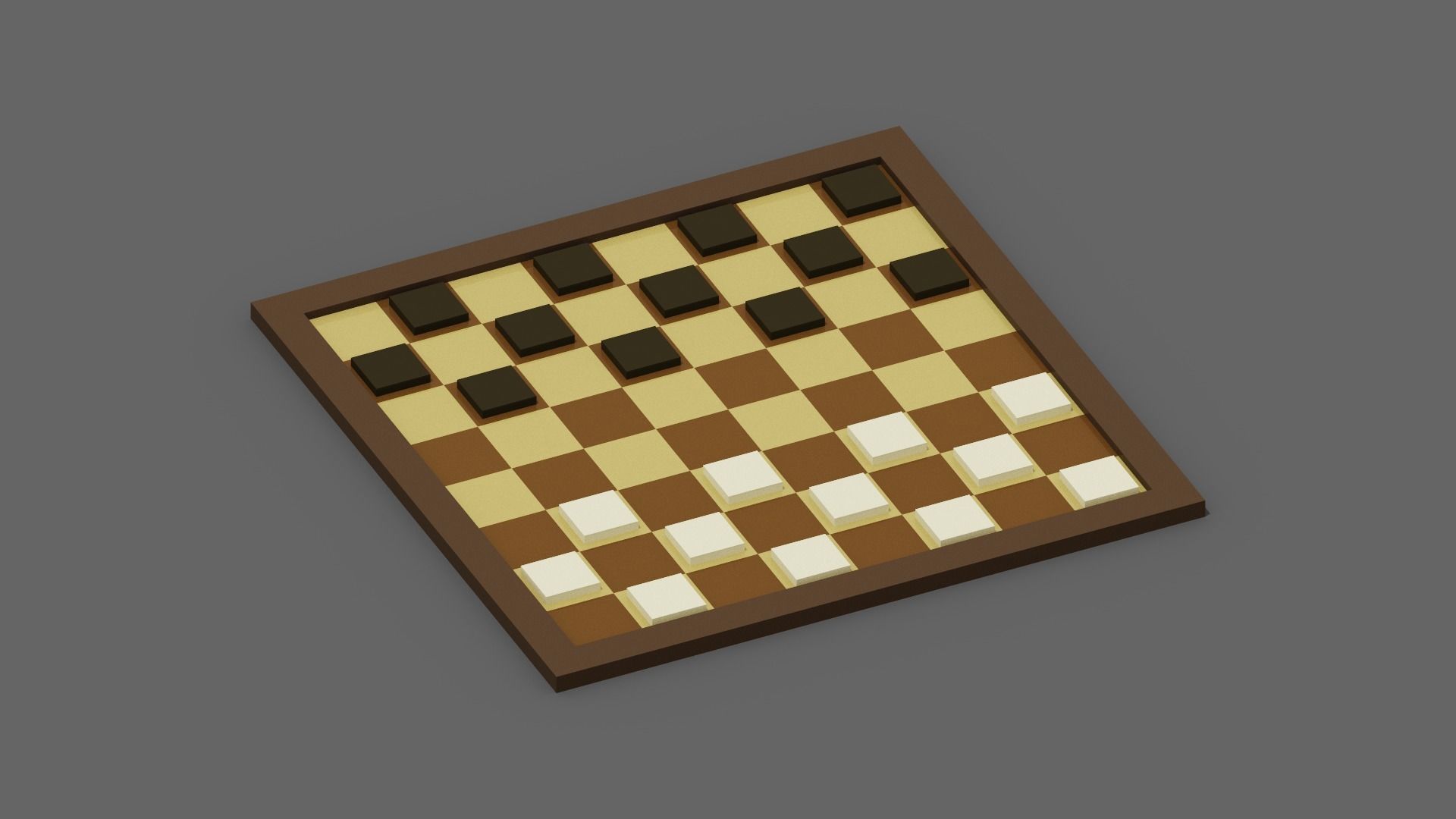 Voxel Checkers Low-poly 3D model_20
