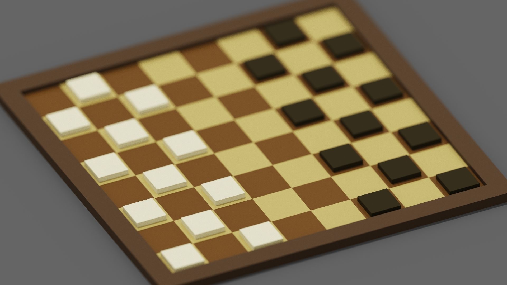 Voxel Checkers Low-poly 3D model_2