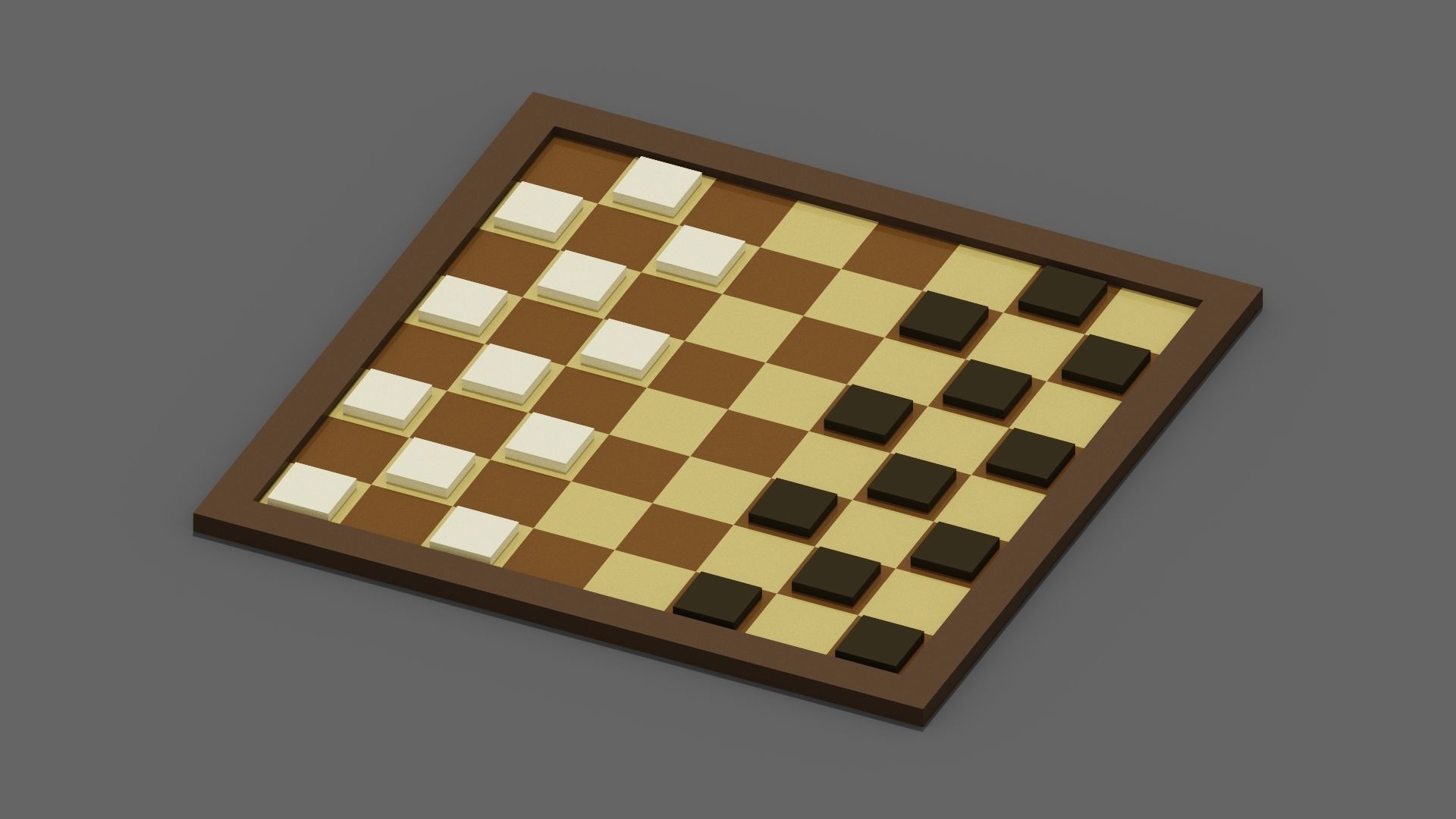 Voxel Checkers Low-poly 3D model_3