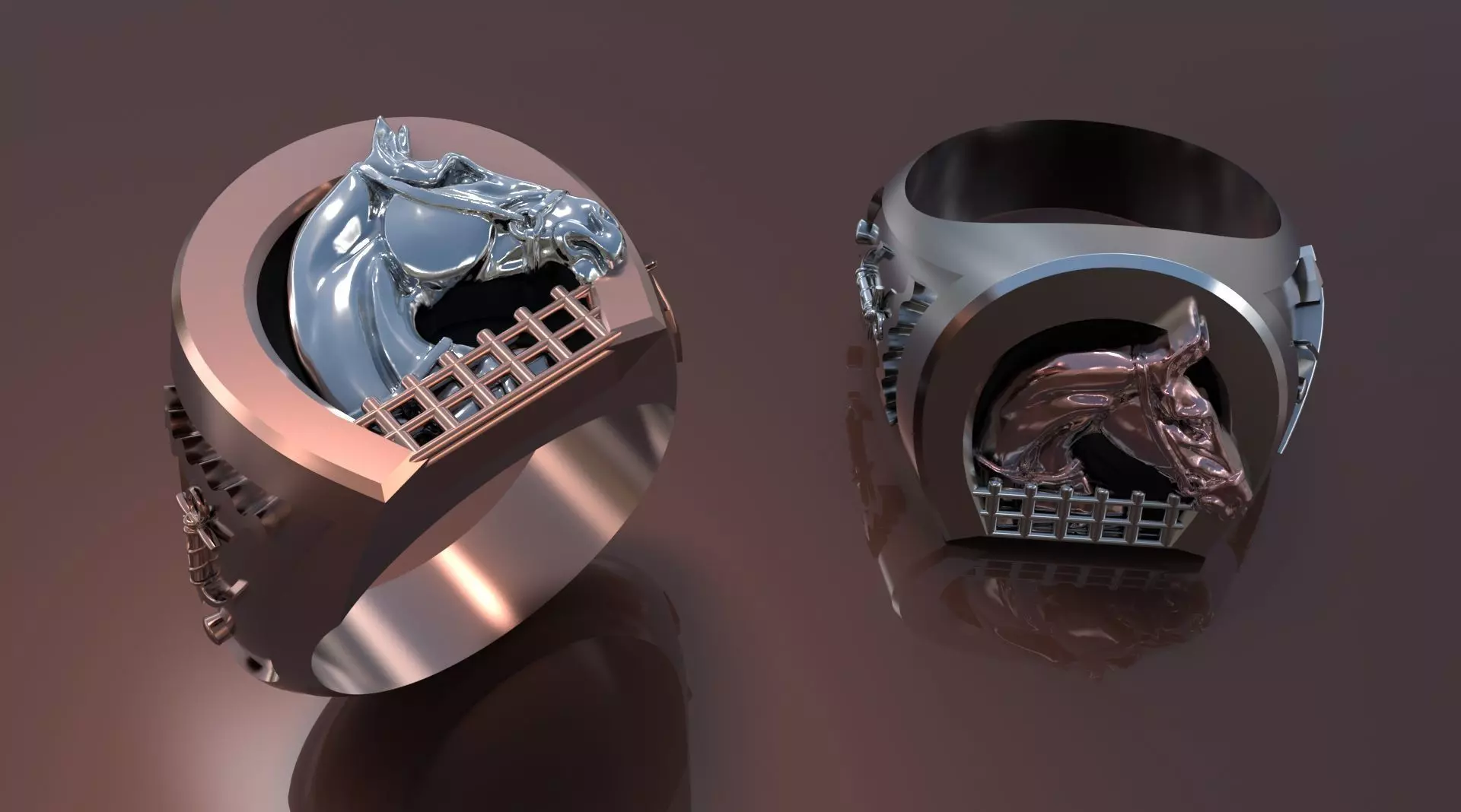 MEN RING HORSESHOE WITH HORSE 3D print model