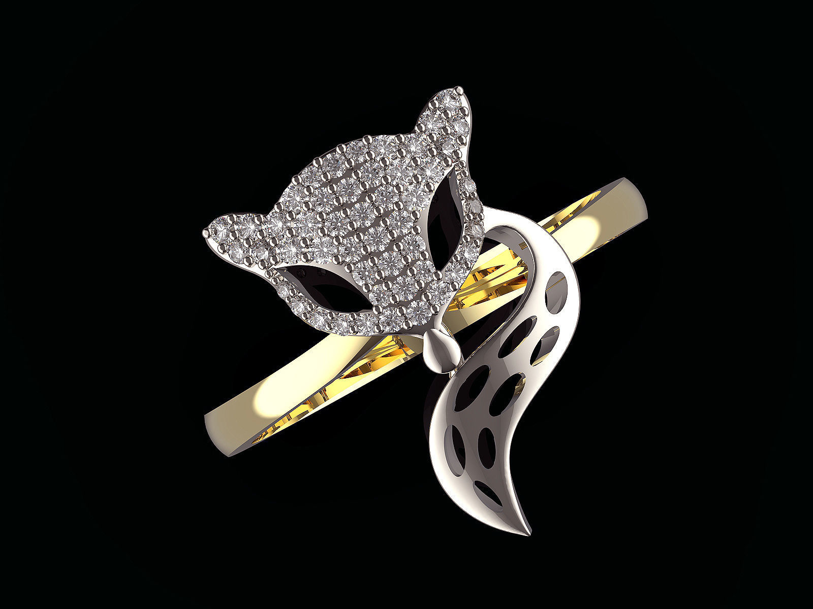 Fox ring  gold printable jewelry 3D model  3D print model_1
