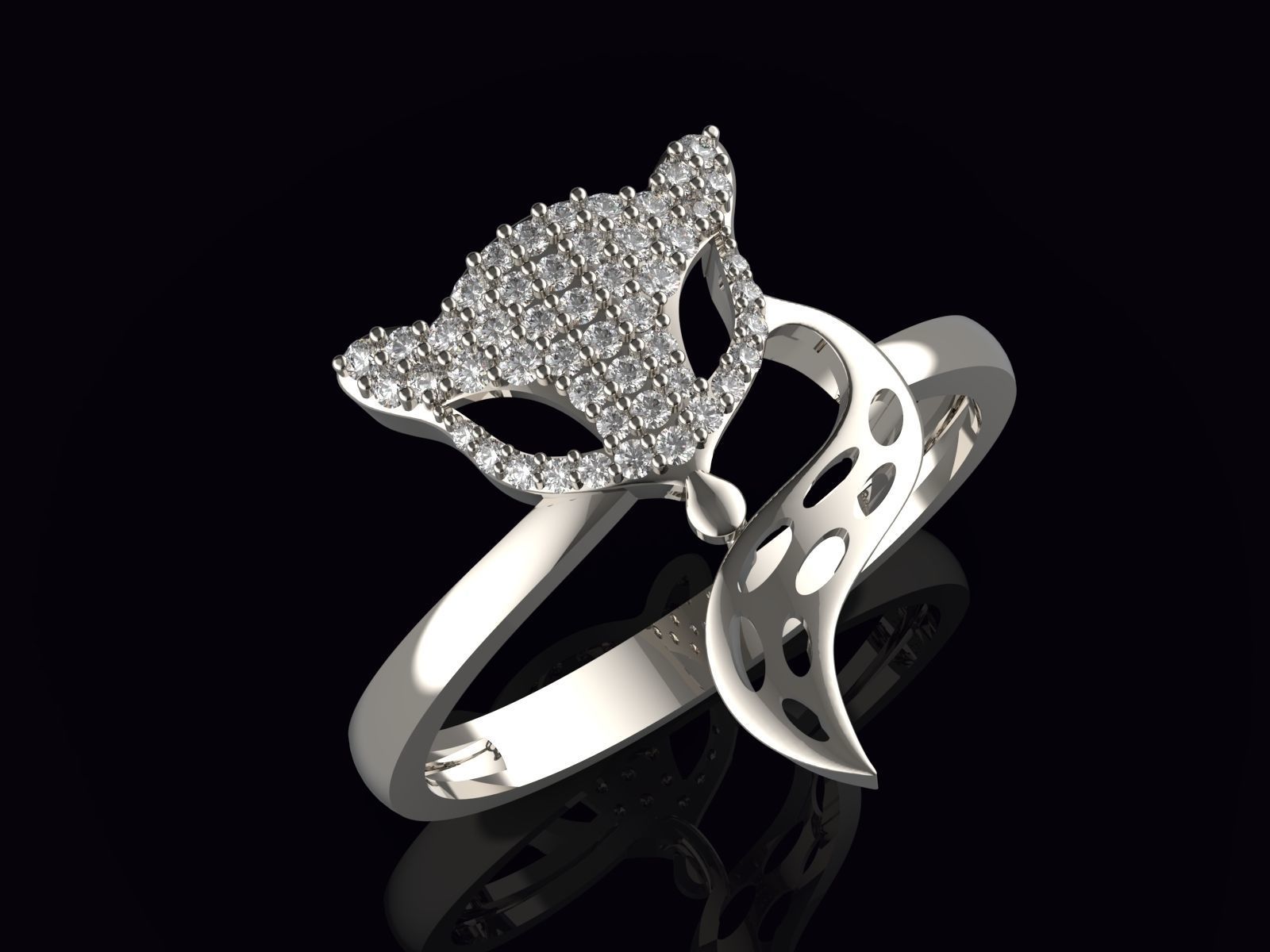 Fox ring  gold printable jewelry 3D model  3D print model_3