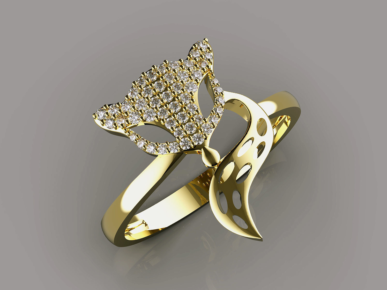 Fox ring  gold printable jewelry 3D model  3D print model_5