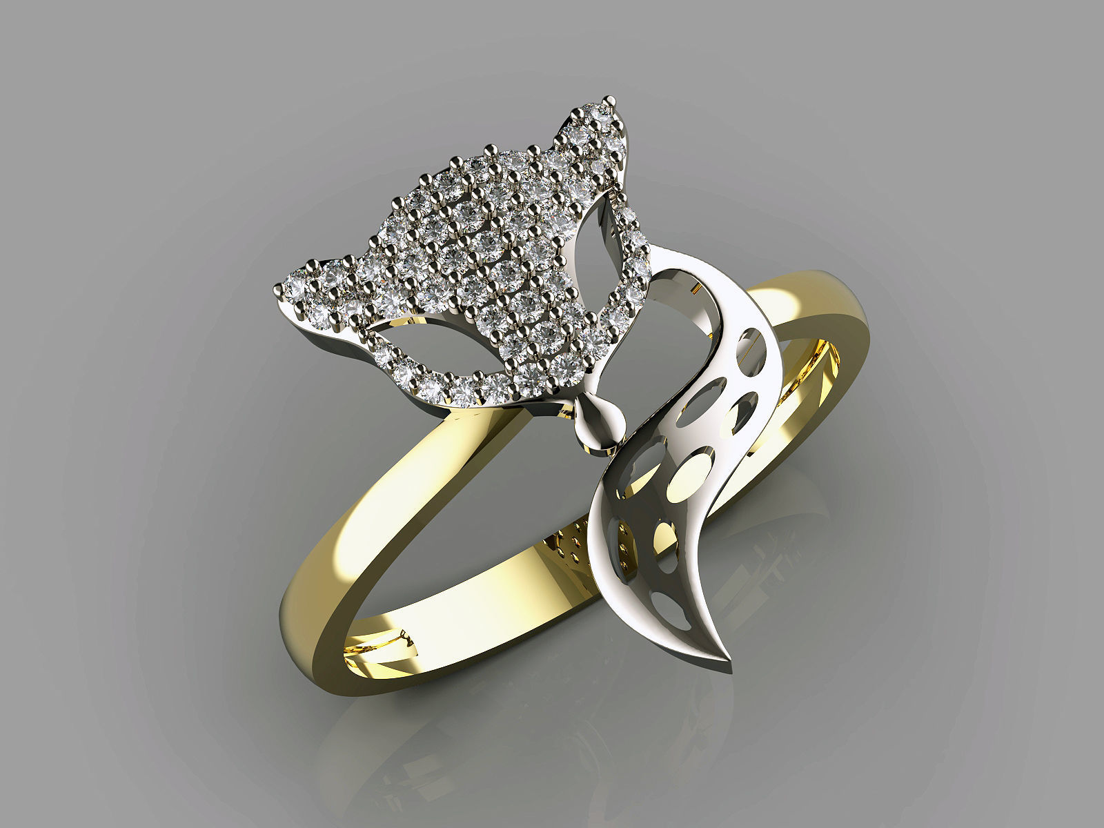 Fox ring  gold printable jewelry 3D model  3D print model_2