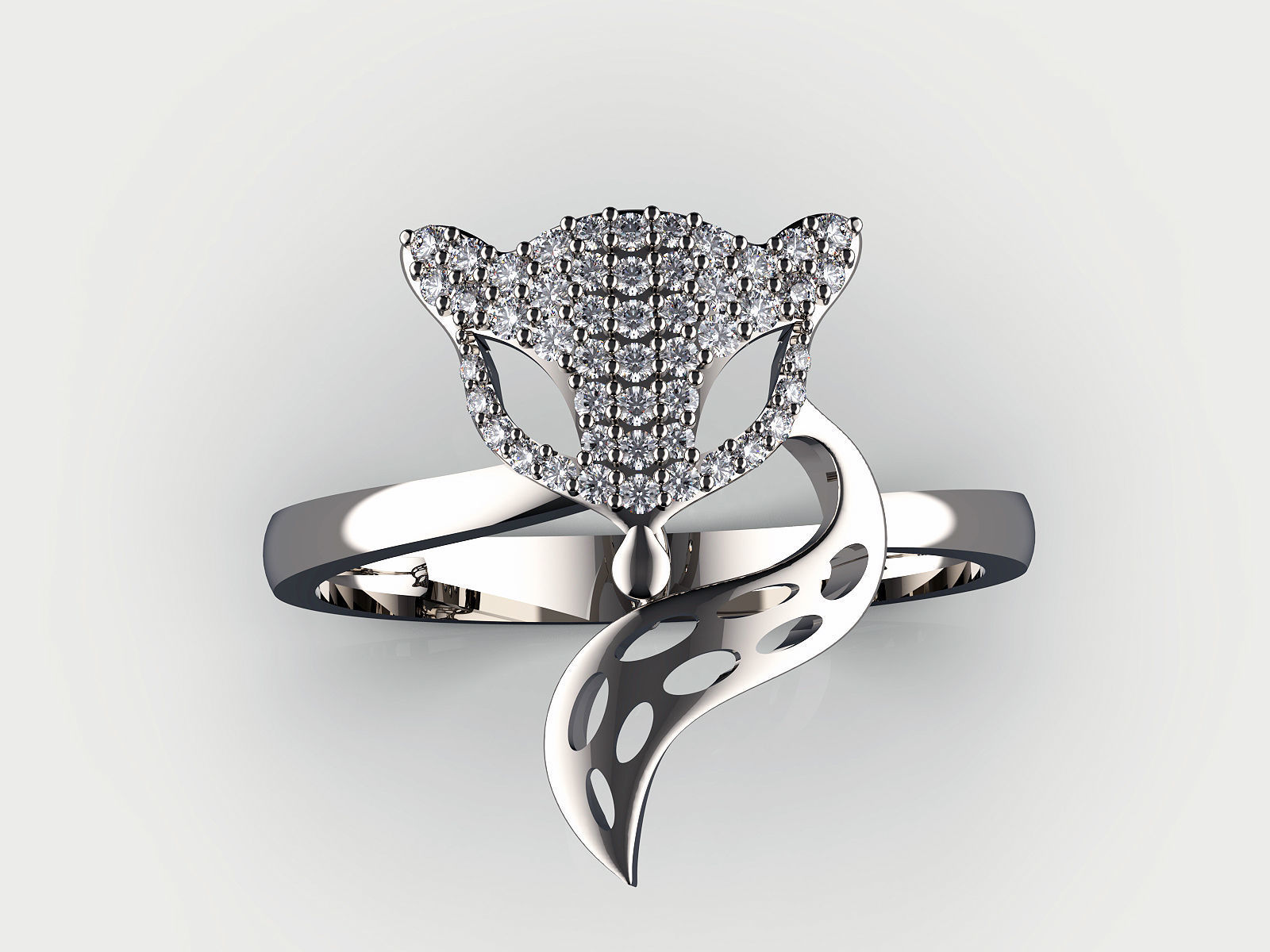 Fox ring  gold printable jewelry 3D model  3D print model_7