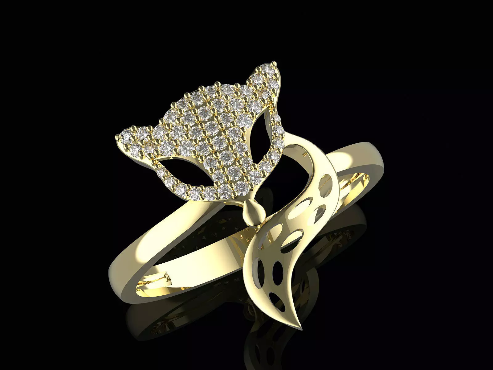 Fox ring  gold printable jewelry 3D model  3D print model_0