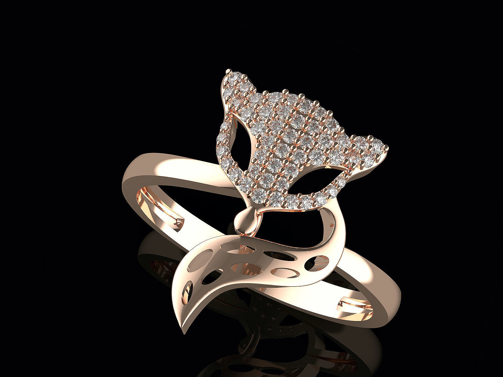 Fox ring  gold printable jewelry 3D model  3D print model_4