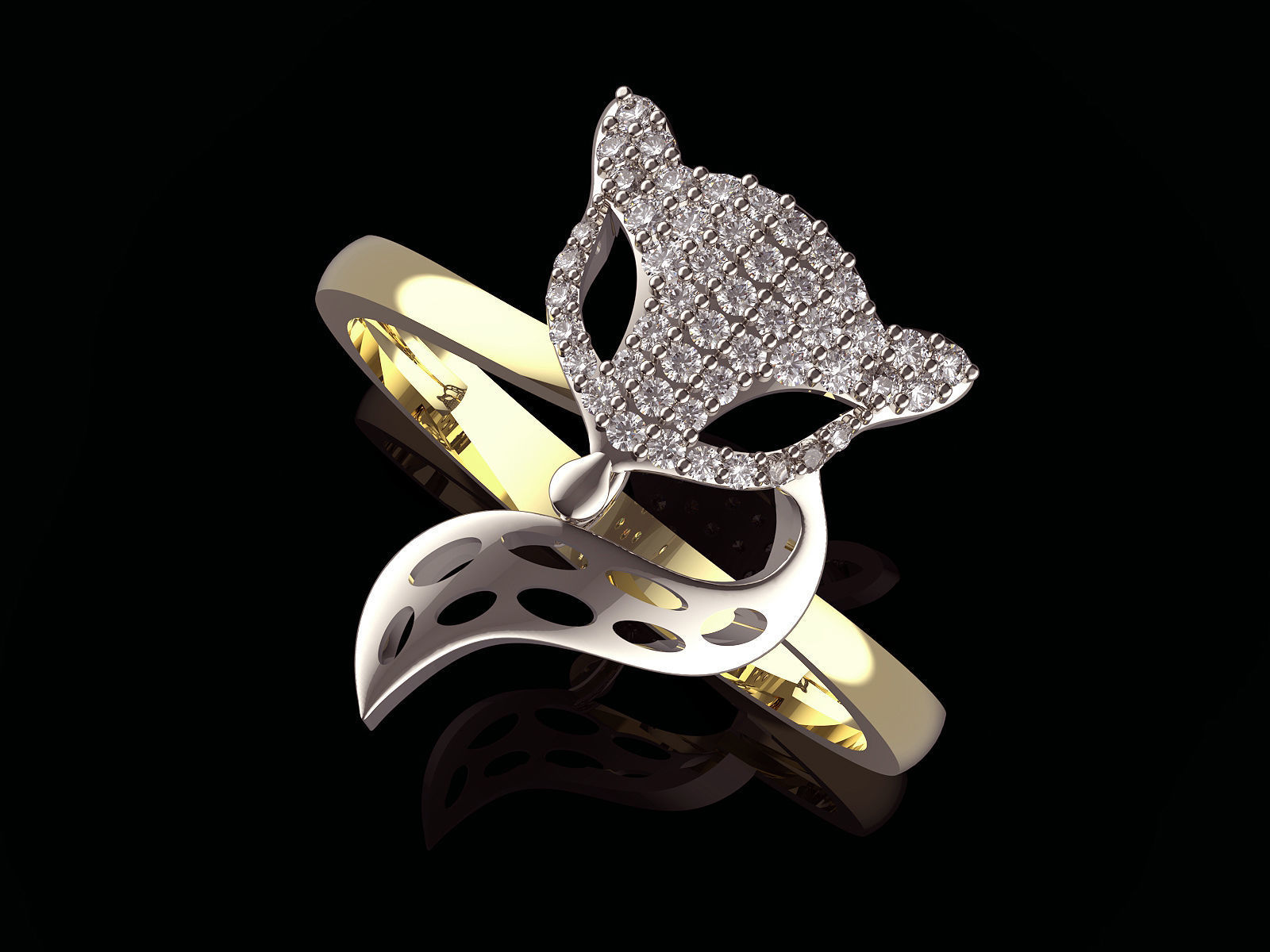 Fox ring  gold printable jewelry 3D model  3D print model_6