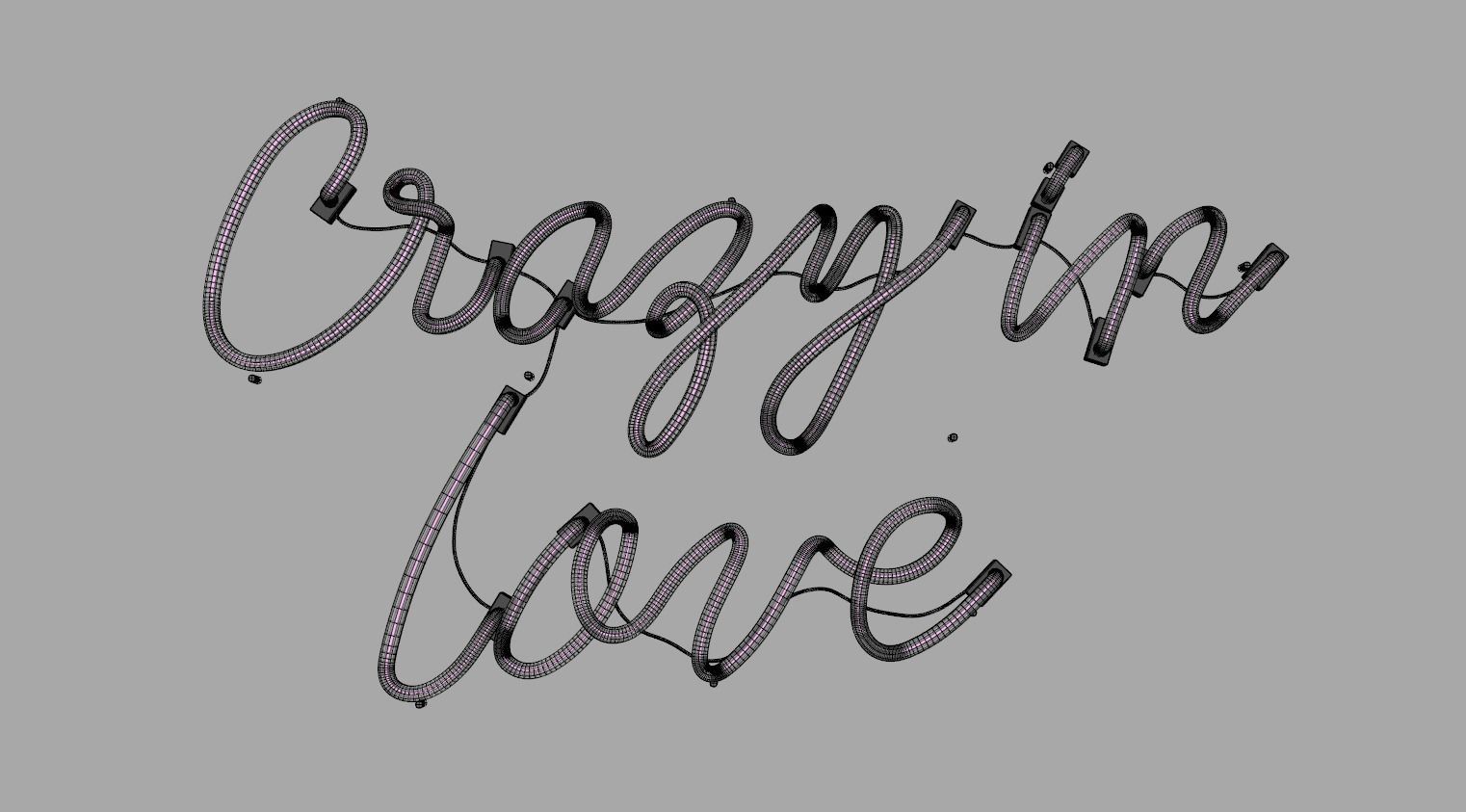 Crazy in Love - Neon Sign 3D model_7