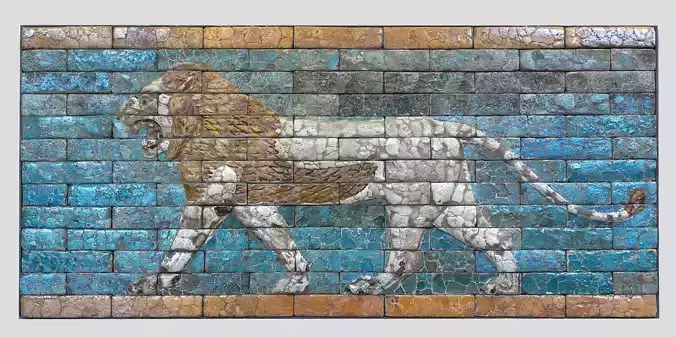Babylonian lion-relief- Ishtar Gate Low-poly 3D model
