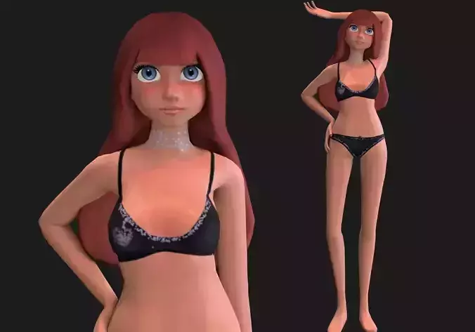 red haired girl bikini look