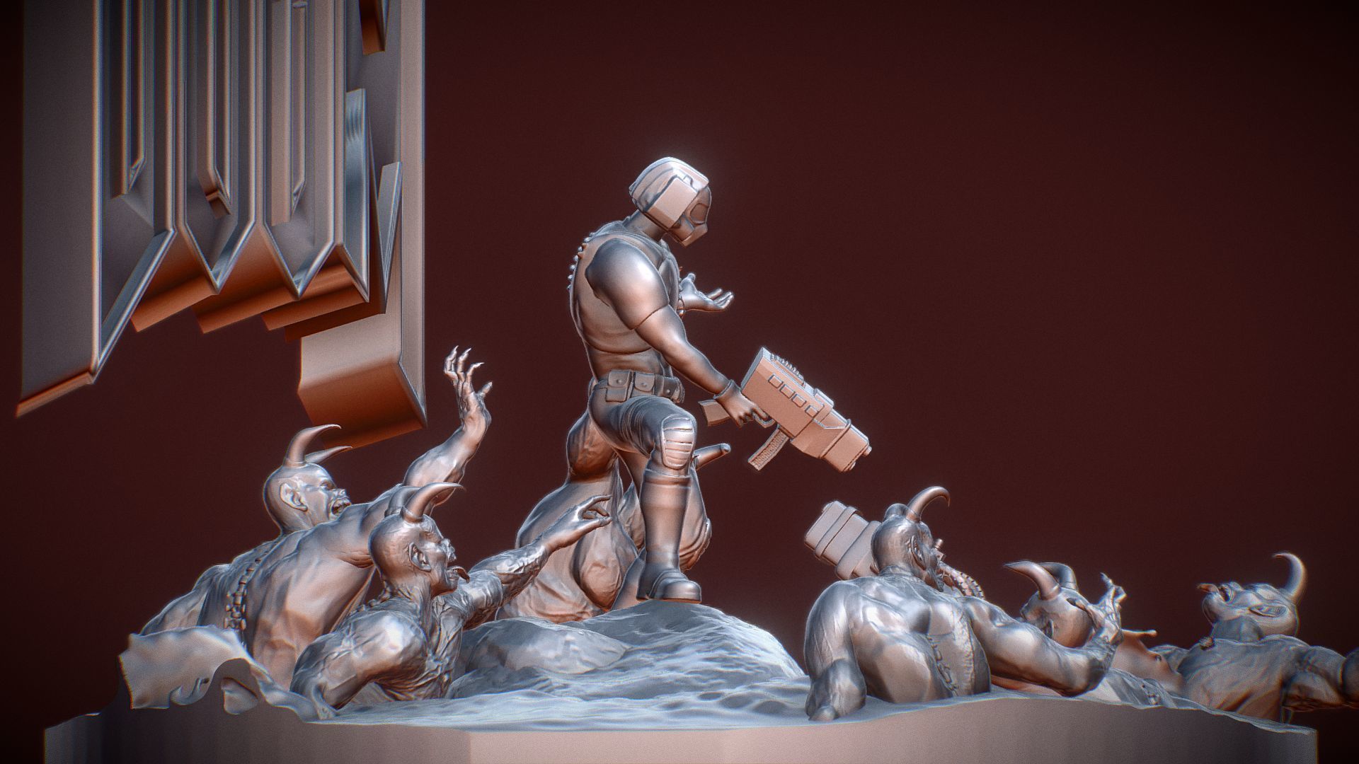 Doom 1 Box Cover Classic Diorama Printable 3D print model_5