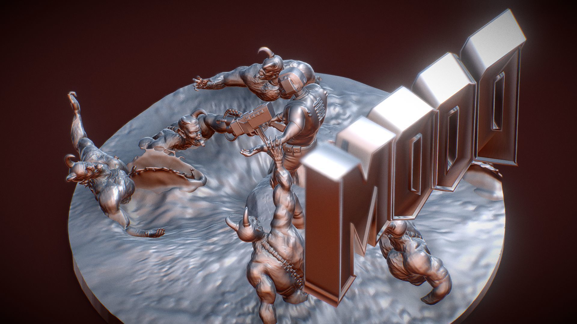 Doom 1 Box Cover Classic Diorama Printable 3D print model_2