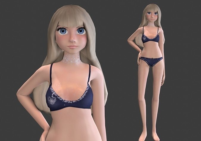 blond girl bikini look Low-poly 3D model