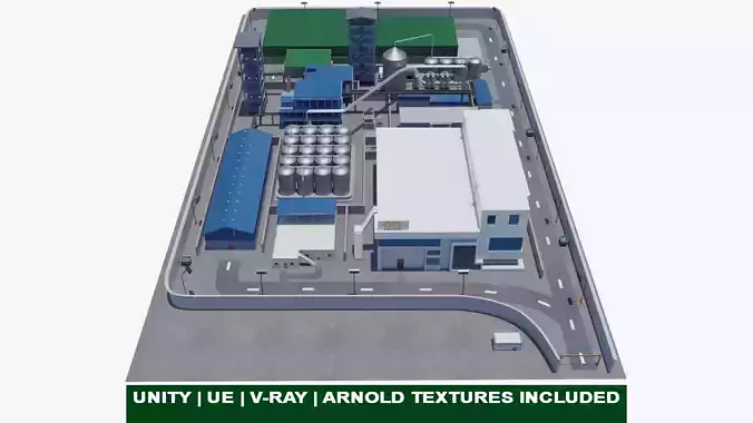 Factory Warehouse Exterior and Interior Low-poly 3D model