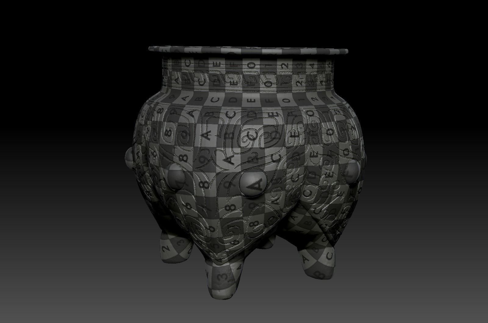 Taotie pattern quadruped vessel in ancient Chinese Shang Dynasty 3D model_12