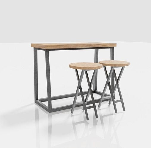 Lexi Desk Set 2 Chair Low-poly 3D model