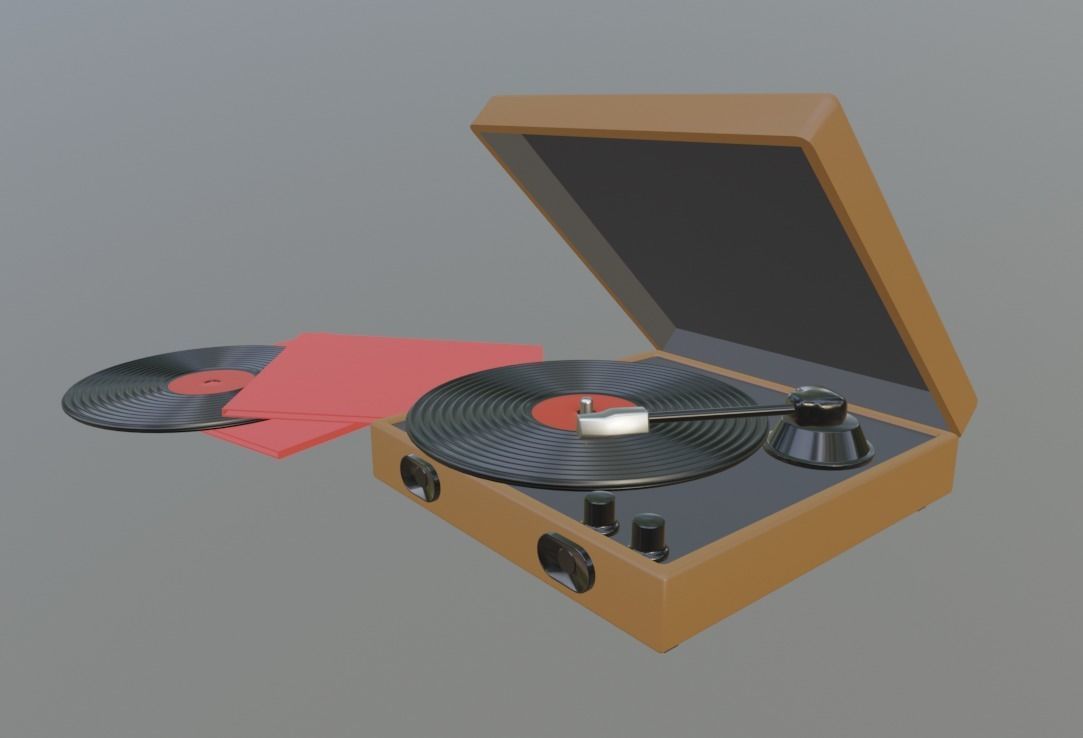 Cartoon Victrola 3D model_1