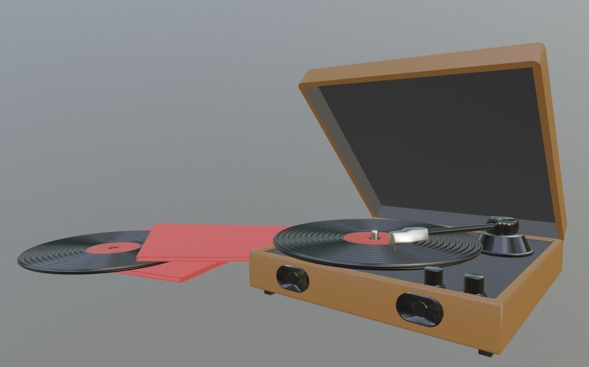 Cartoon Victrola 3D model_5