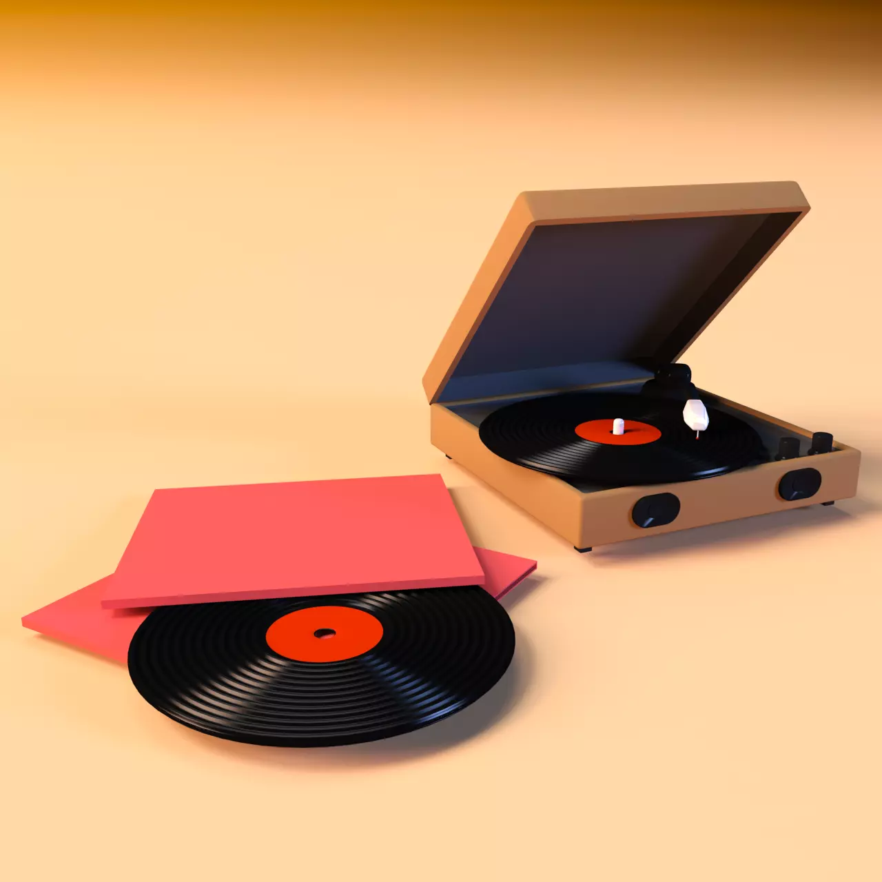 Cartoon Victrola 3D model_0