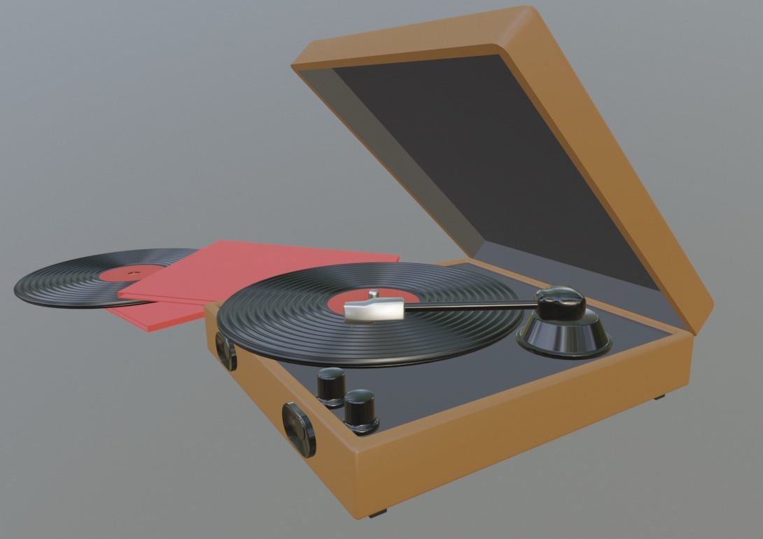 Cartoon Victrola 3D model_4