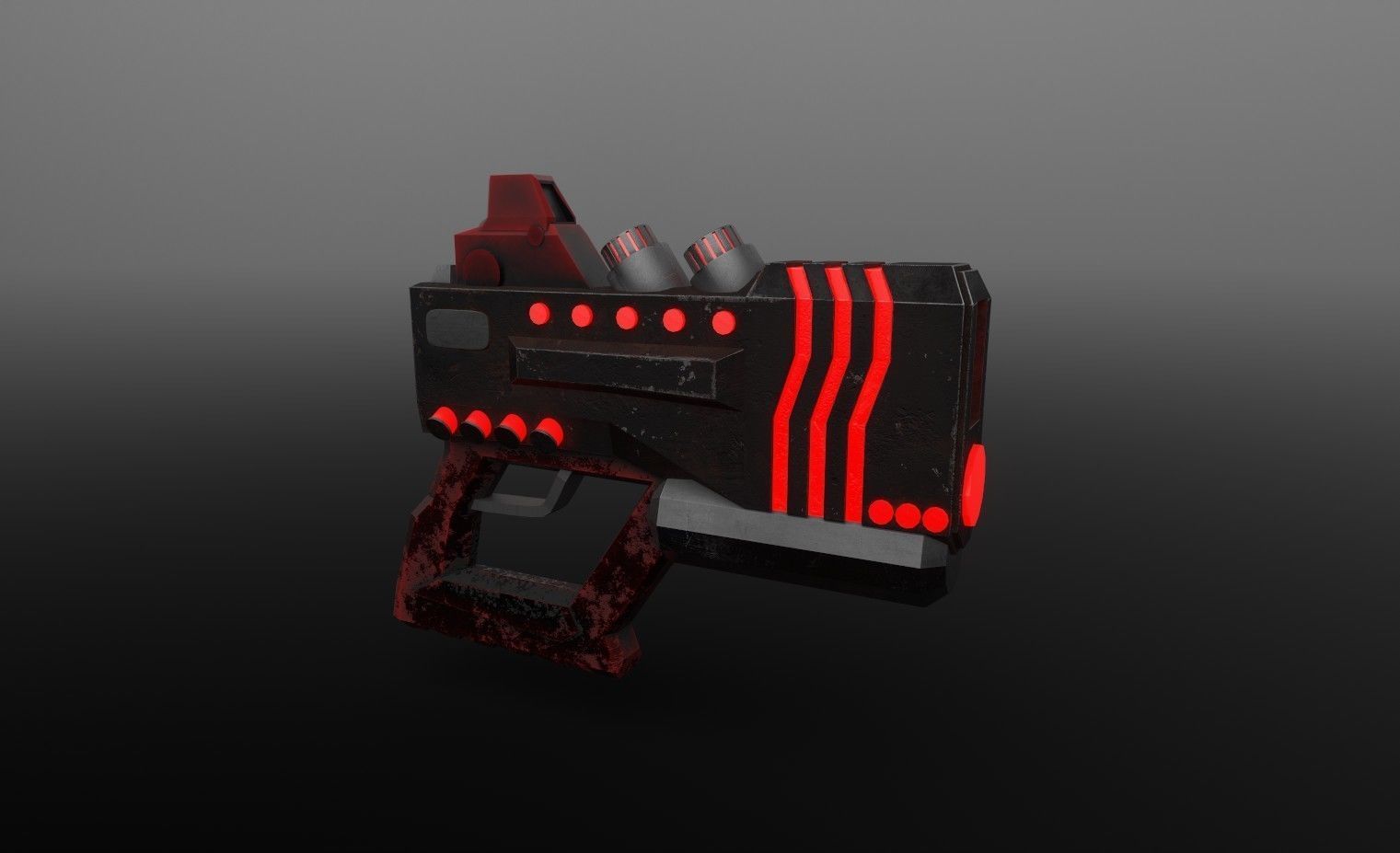 Si-fi game ready gun with lights Low-poly 3D model_2