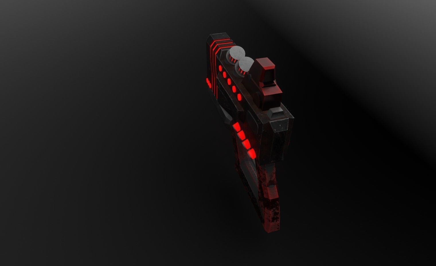 Si-fi game ready gun with lights Low-poly 3D model_3